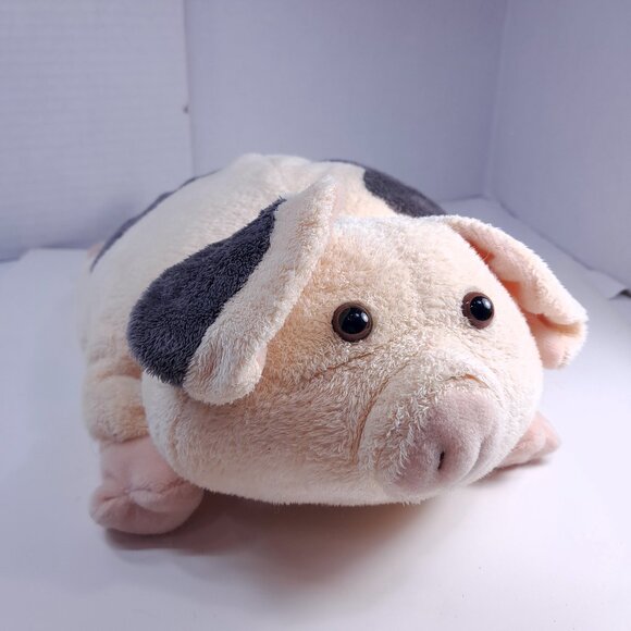 Aurora Pig plush Hogwash Cream grey spots Beanbag Weighted Hog pillow gray piggy